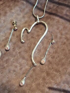 Montana Silversmiths Sterling Silver Pendant Necklace with Pink Crystal Drops